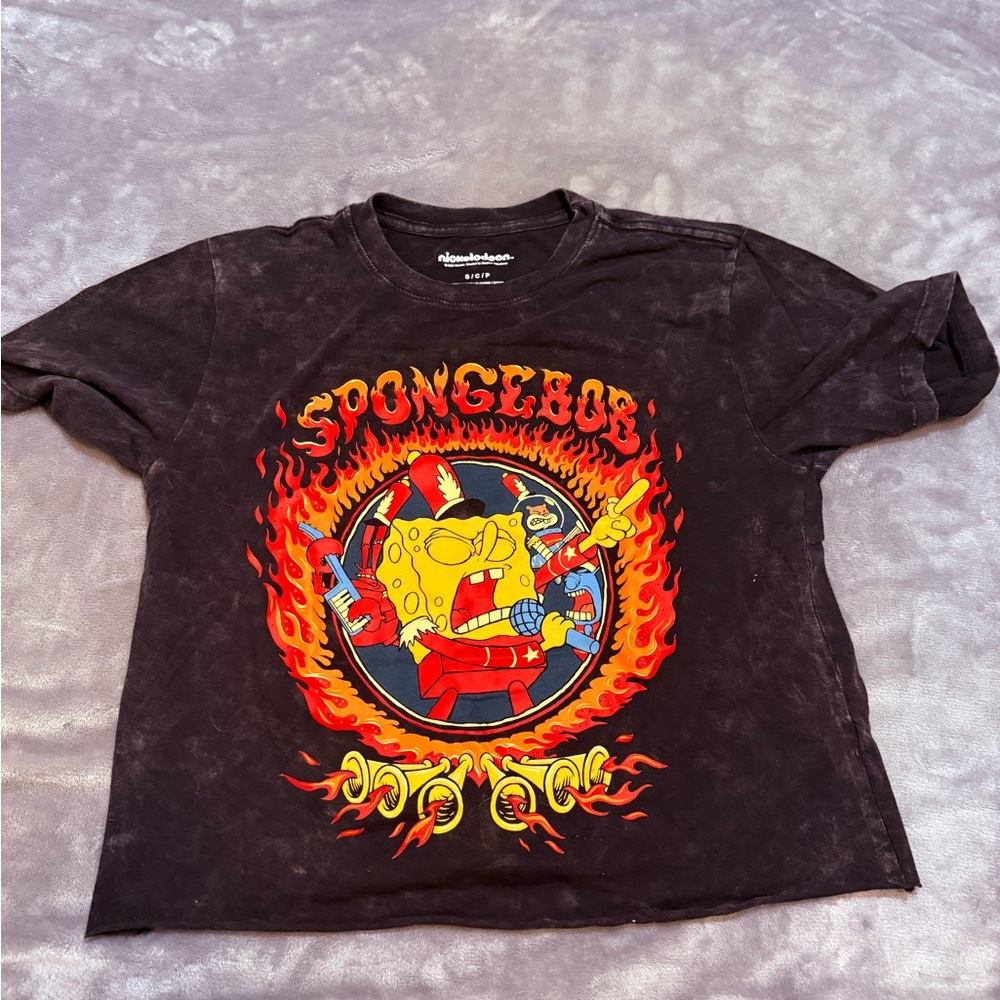 Nickelodeon Black SpongeBob Flame Graphic Tee